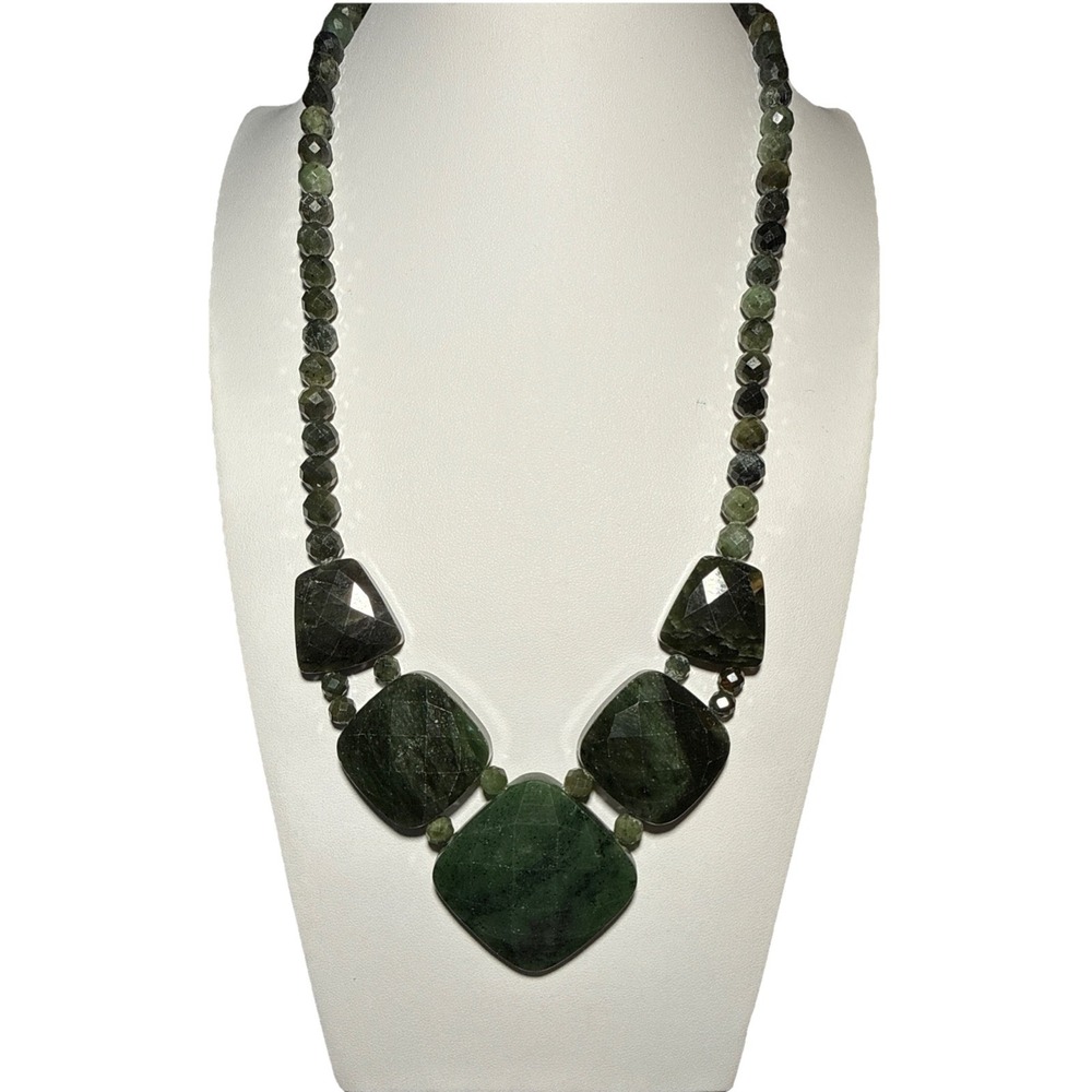 Jay King Sterling‎ Silver Nephrite Chunky Statement Necklace J14-10